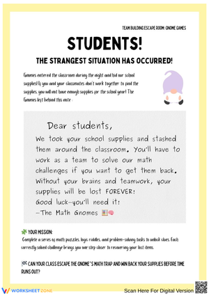 Classroom Math Escape Room Intro Letter Template