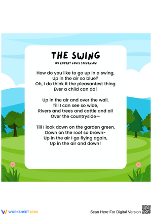 The Swing by Robert Louis Stevenson – Poem Poster