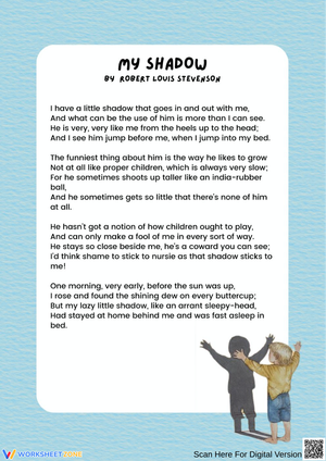 My Shadow Poem Poster by Robert Louis Stevenson