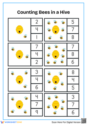 Counting Bees in a Hive Worksheet – Early Math Activity