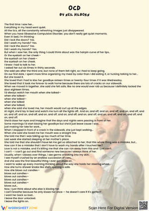 OCD by Neil Hilborn – Slam Poetry Analysis Worksheet