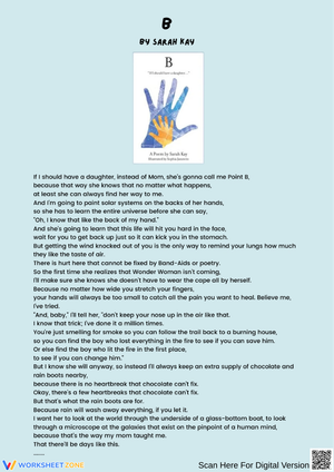 B by Sarah Kay – Poetry Analysis Worksheet