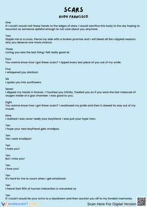 Scars by Rudy Francisco – Slam Poetry Worksheet