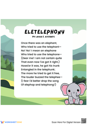 Eletelephony by Laura E. Richards – Poem Worksheet