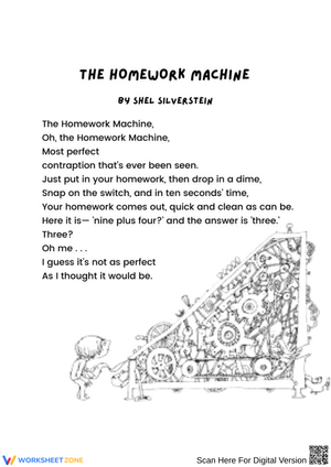 The Homework Machine by Shel Silverstein – Poem Worksheet