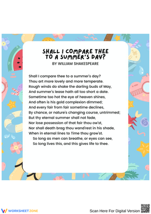 Shall I Compare Thee to a Summer’s Day? – Shakespeare Poem Worksheet