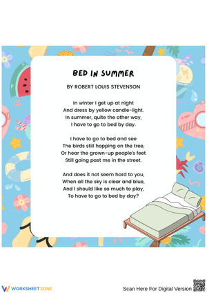 Bed in Summer by Robert Louis Stevenson – Poem Worksheet