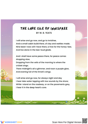 The Lake Isle of Innisfree by W. B. Yeats – Poetry Worksheet