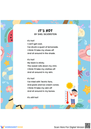 It’s Hot by Shel Silverstein – Funny Summer Poem Worksheet