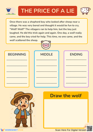 Moral Story Worksheet for Kids – The Price of a Lie