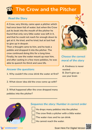 The Crow and the Pitcher – Fable Comprehension and Moral Lesson