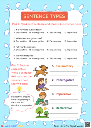 Sentence Types Worksheet – Identify & Write