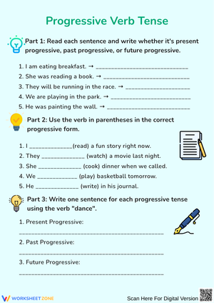 Progressive Verb Tense Worksheet