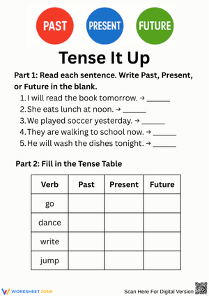 Tense It Up: Verb Tense Worksheet for Grades 2–4