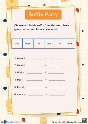 Fun Suffix Word Building Worksheet for Grades 2–4