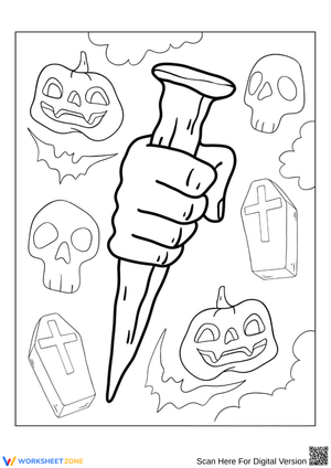 Halloween Wooden Stake Coloring Page for Kids