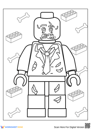 LEGO Zombie Halloween Coloring Page