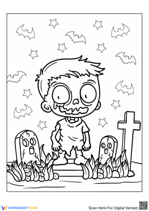 Halloween Zombie Boy Coloring Page for Kids 