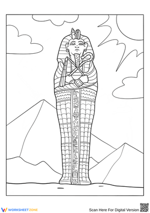Ancient Egyptian Sarcophagus Coloring Page for Kids