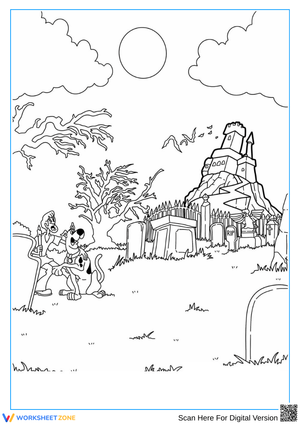 Scooby-Doo Haunted Castle and Graveyard Coloring Page