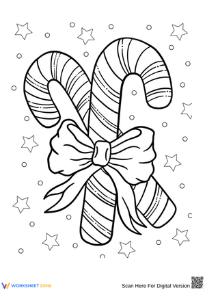 Candy Cane Pair with Bow – Christmas Coloring Page
