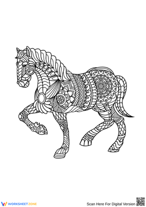 Intricate Mandala Horse Coloring Page for Adults