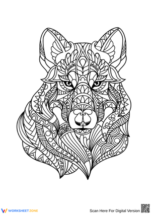 Geometric Wolf Coloring Page