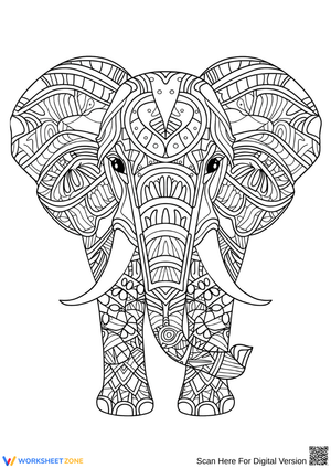 Mandala Elephant – Intricate Coloring Page for Adults