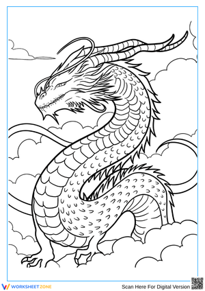 Mythical Eastern Dragon Coloring Page for Teens & Adults