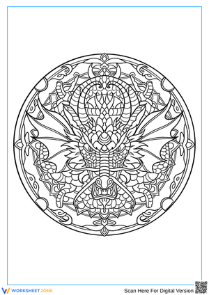 Intricate Dragon Mandala Coloring Page for Adults