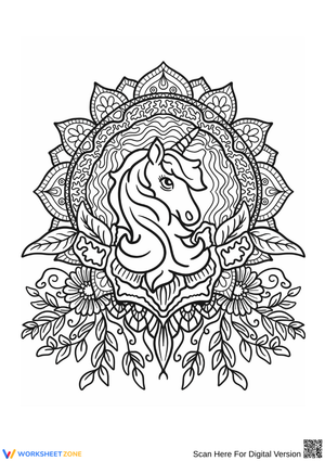 Unicorn Mandala Coloring Page for Relaxation & Creativity