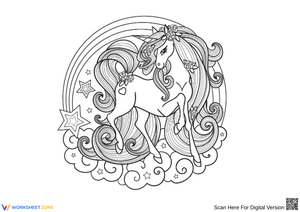 Unicorn with Rainbow Coloring Page