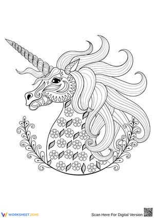 Intricate Unicorn Coloring Page for Adults