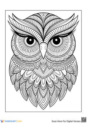 Intricate Owl Mandala Coloring Page – Printable for Adults
