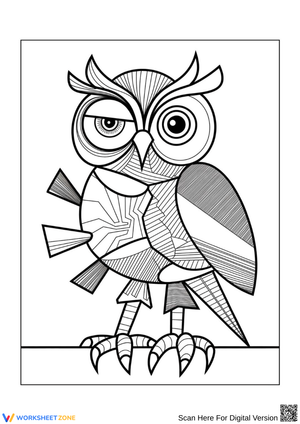 Abstract Owl Coloring Page – Printable Design for Adults