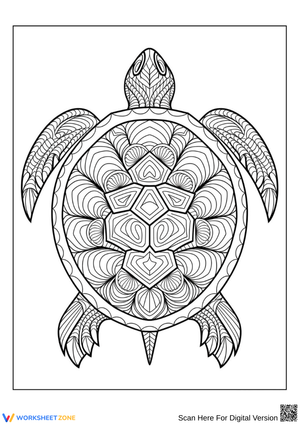 Intricate Turtle Design – Adult Coloring Page Printable