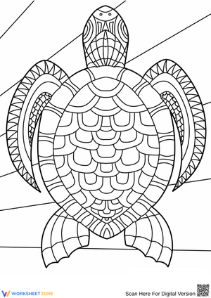 Geometric Turtle Coloring Page – Printable for Adults
