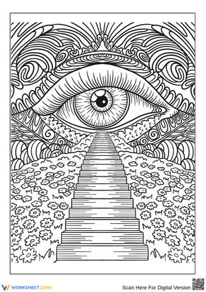 Trippy Eye and Staircase Coloring Page for Adults
