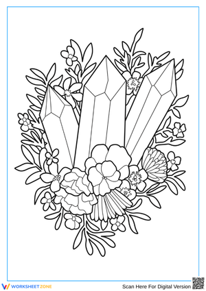 Crystal and Flower Bouquet Coloring Page for Adults