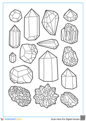 Assorted Crystal Shapes Coloring Page for Adults