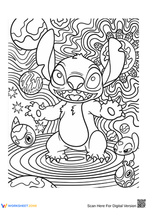 Stitch Adult Disney Coloring Page - Space Adventure