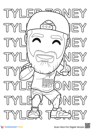 Tyler Toney Funny Coloring Page for Adults - Dude Perfect Character