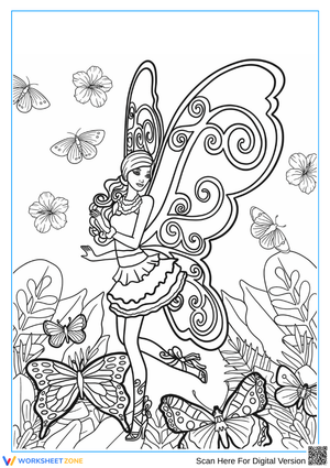 Fairy with Butterfly Wings Coloring Page