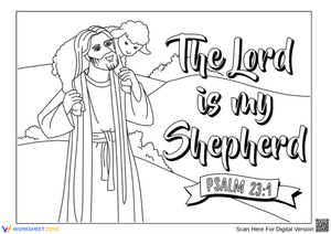 The Lord is My Shepherd - Bible Coloring Page