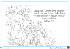 Let the Children Come to Me - Bible Coloring Page