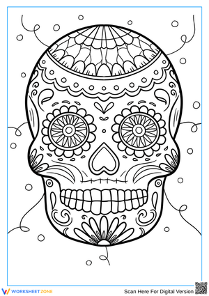 Intricate Sugar Skull Coloring Page for Adults