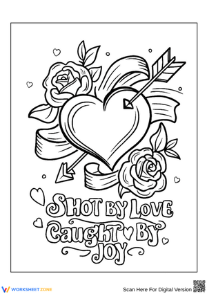 Romantic Heart and Roses Coloring Page