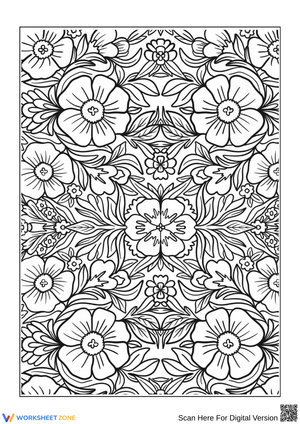 Intricate Floral Pattern Coloring Page for Adults