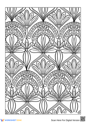 Decorative Floral Pattern Coloring Page for Adults