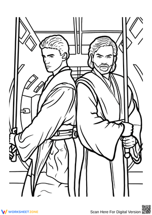 Anakin and Obi-Wan Star Wars Coloring Page for Adults